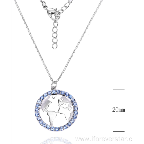 cz map design silver earrings jewelry sets necklace